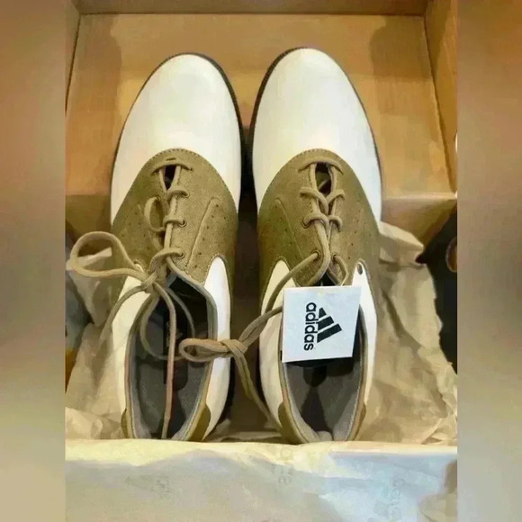 NWT - Adidas Women's Tan & White SADD Ritual Saddle Golf Shoes (Size 10) - Picture 9 of 10